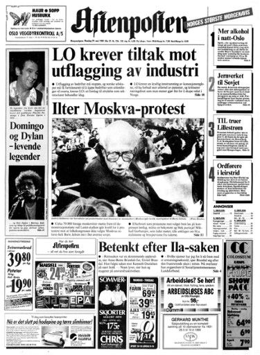 aftenposten Bob Dylan front cover