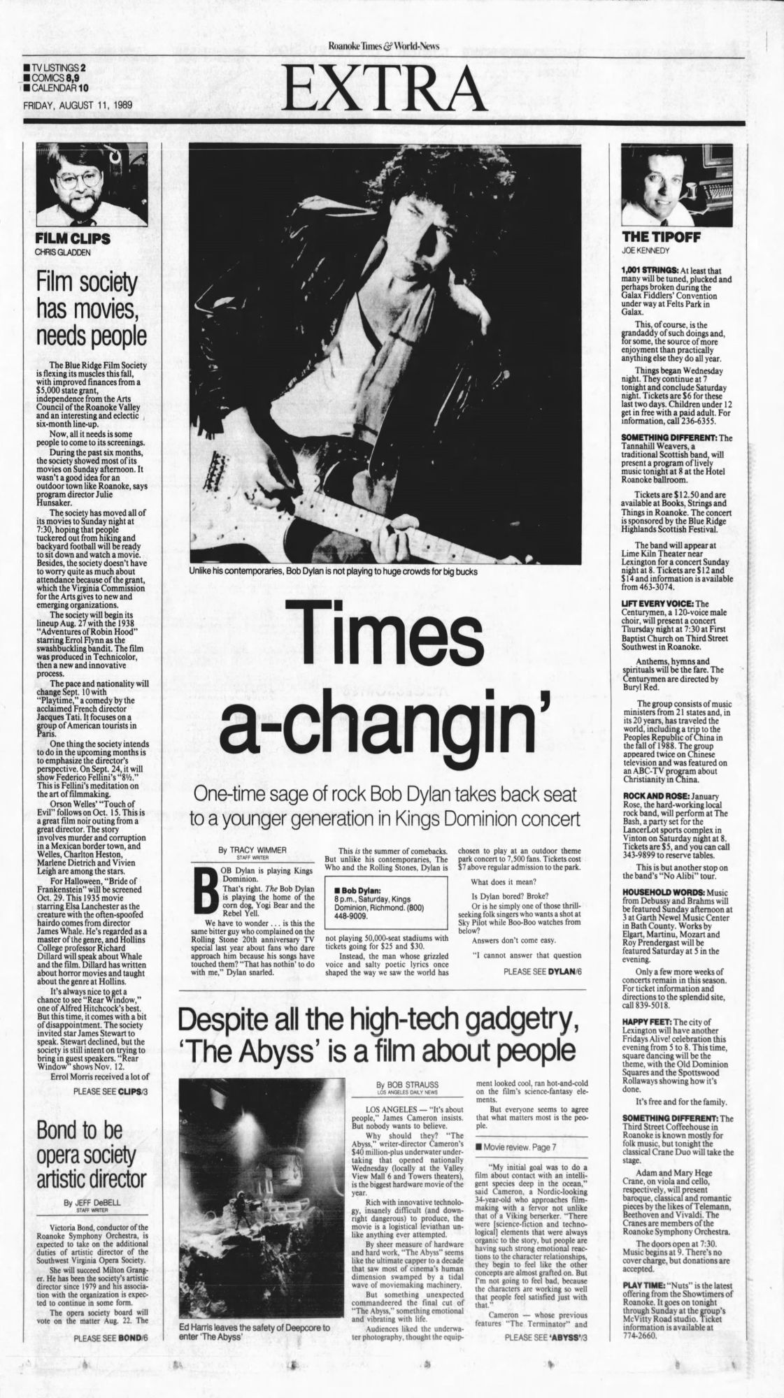 roanoke times Bob Dylan front cover