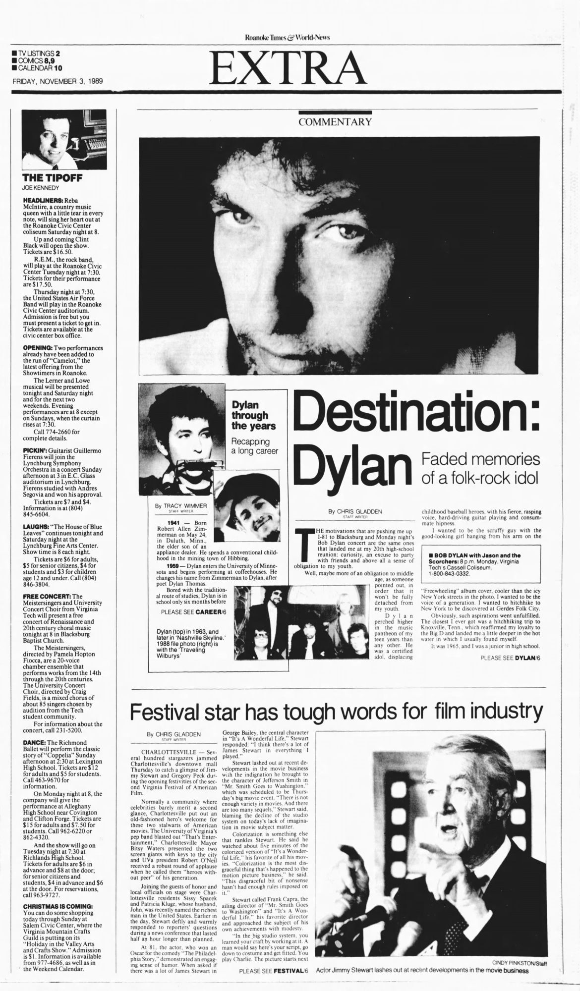 roanoke times Bob Dylan front cover