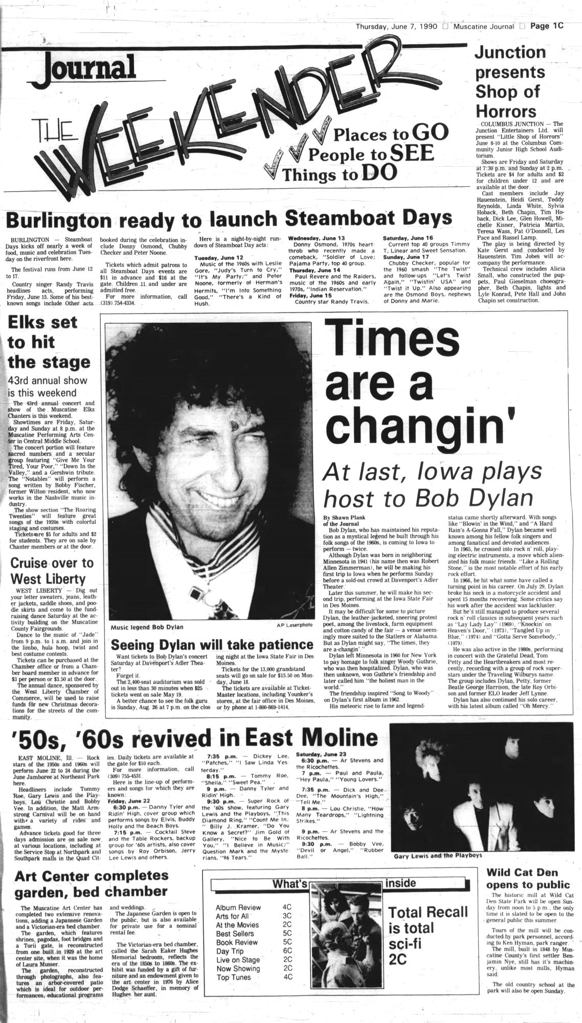 muscatine IO Bob Dylan front cover