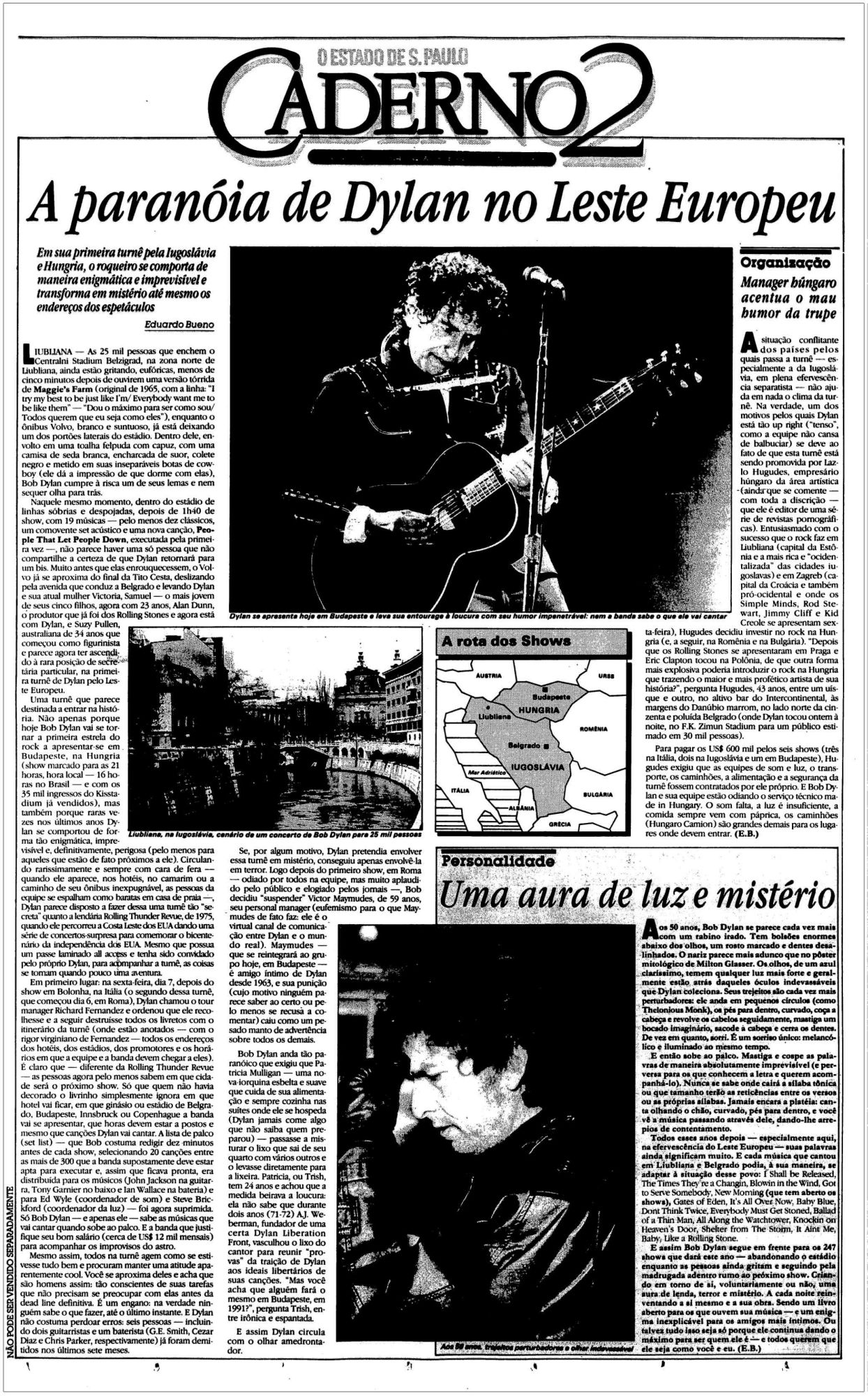 O ESTADO DE S. PAULO 1991 magazine Bob Dylan front cover