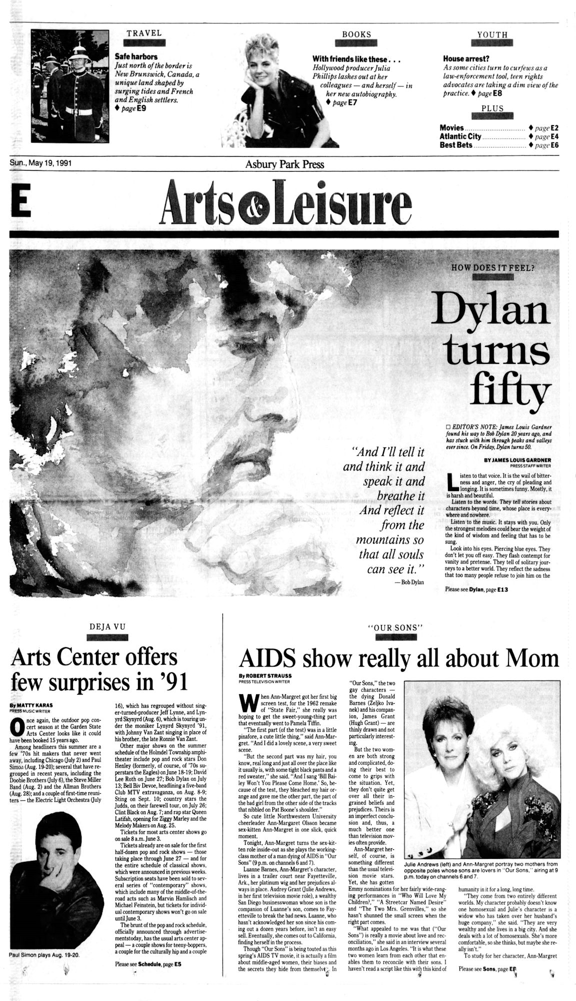 Asbury Park Press Bob Dylan front cover