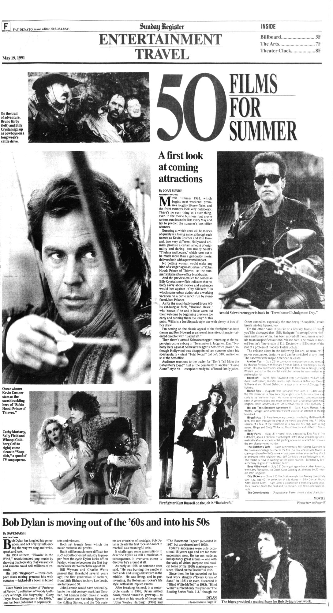 des moines register Bob Dylan front cover