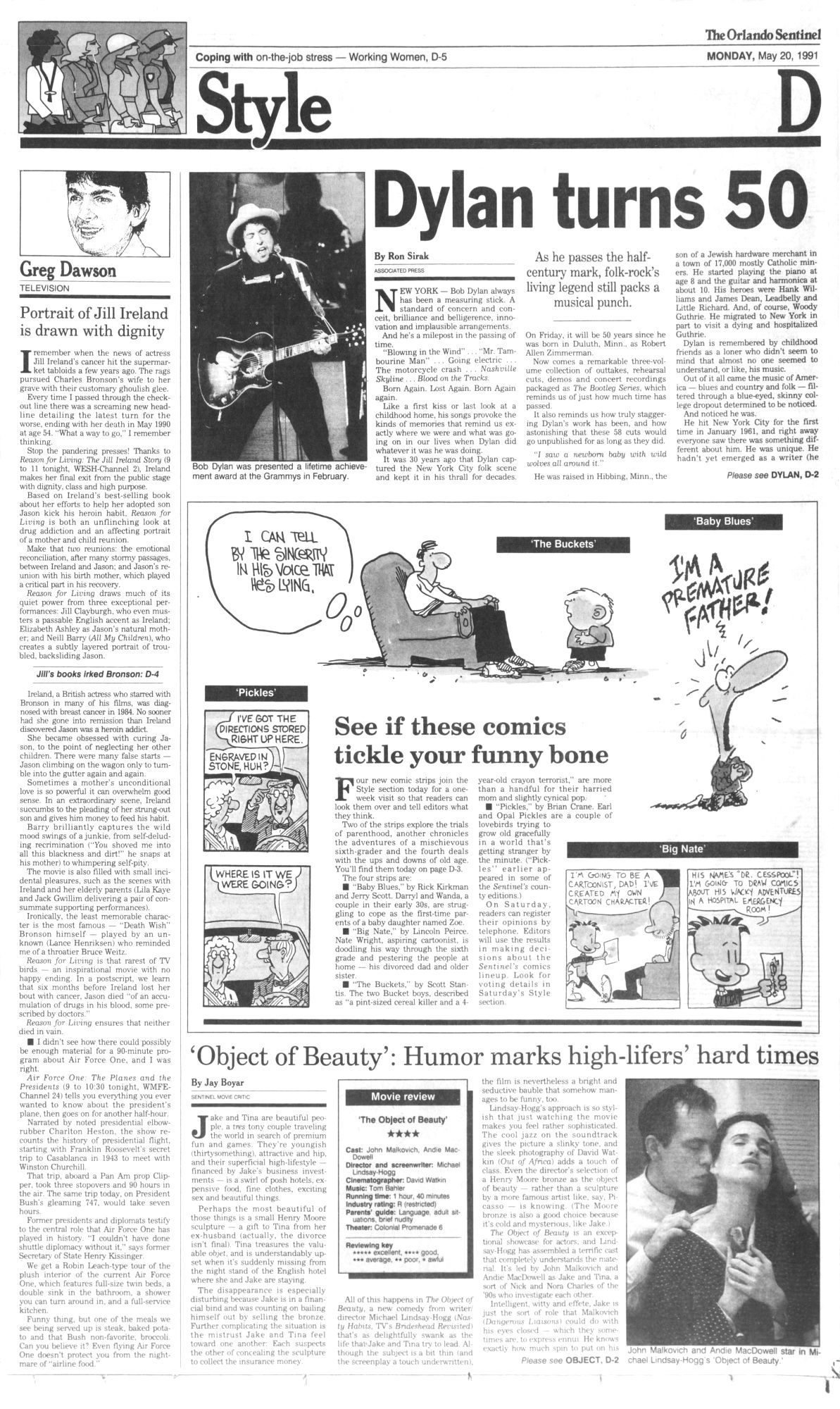 orlando sentinel Bob Dylan front cover