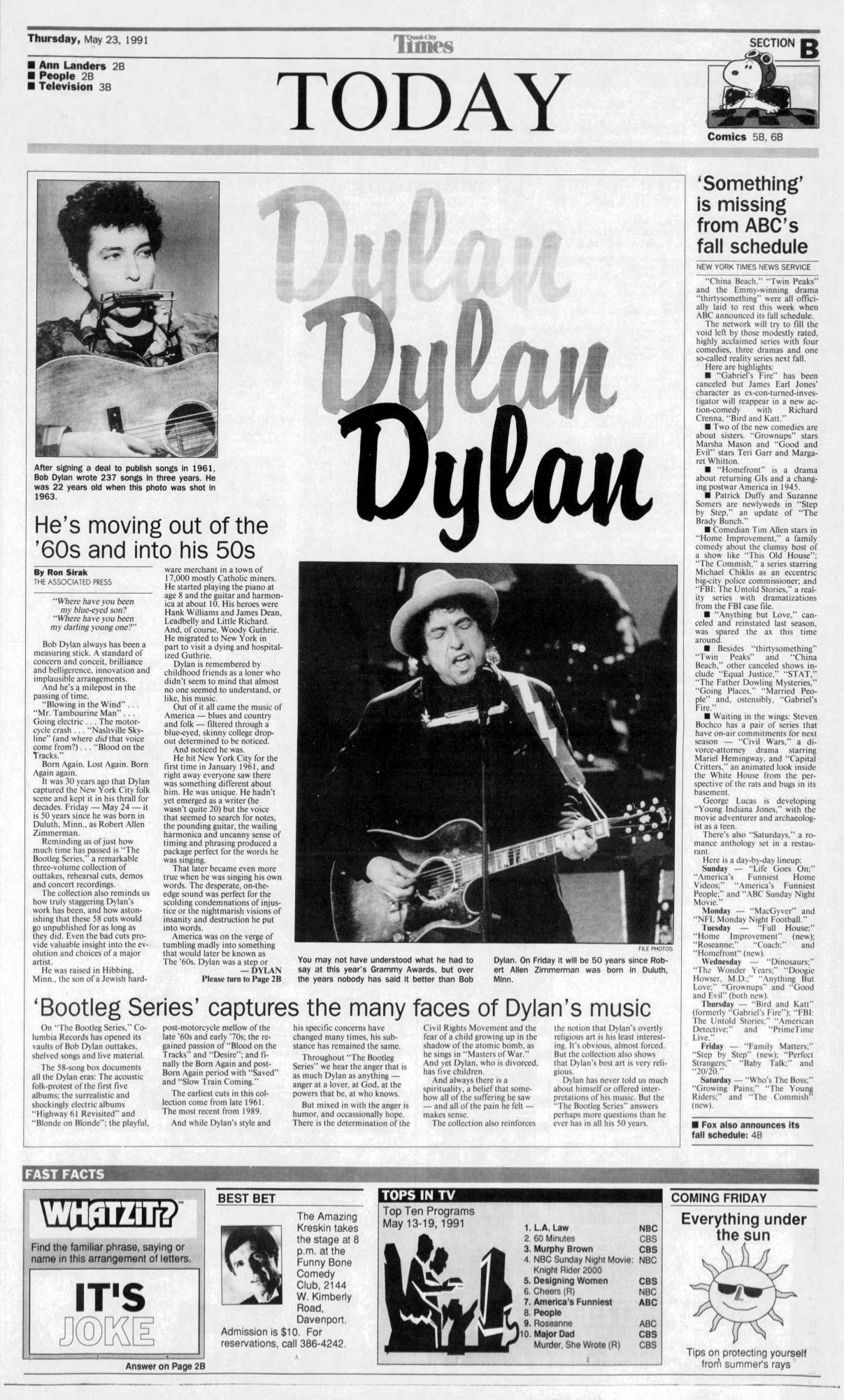 Quad-City Times Bob Dylan front cover