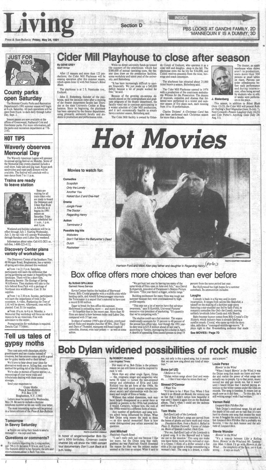 Press & Sun Bulletin Bob Dylan front cover