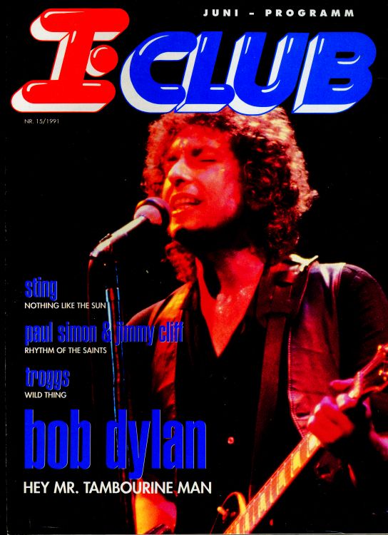 e club magazine Bob Dylan front cover