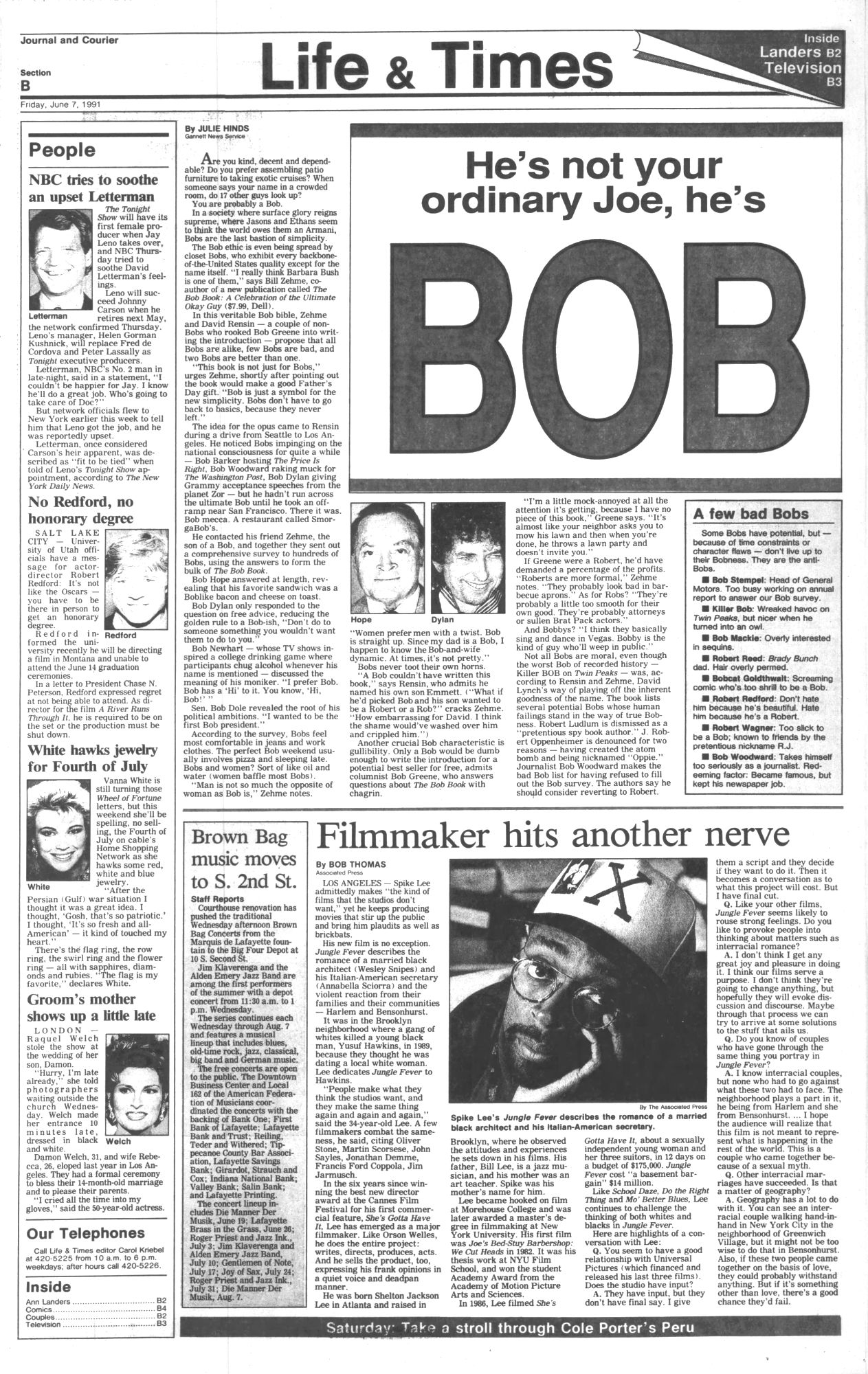 journal and courrier Bob Dylan front cover