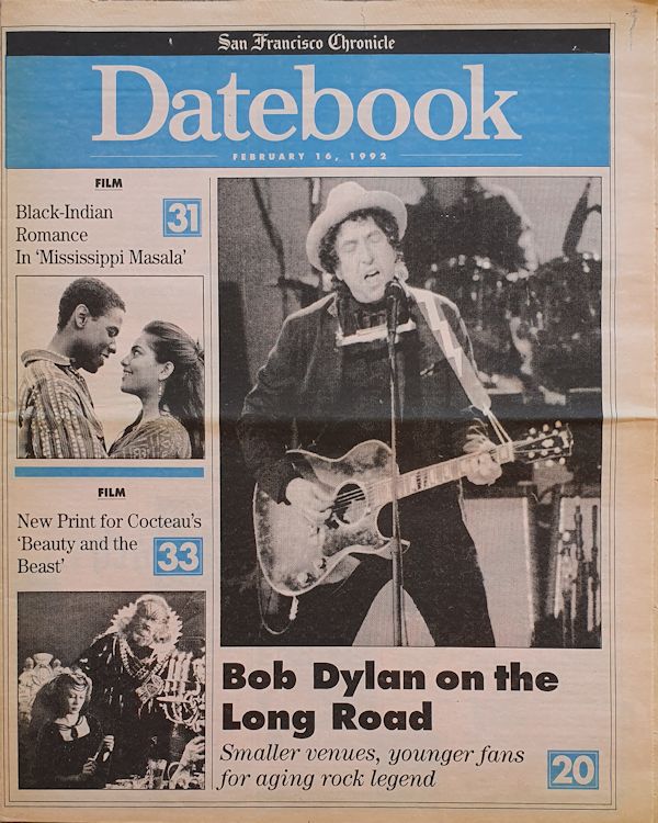 datebook san francisco chronicle February 1992 magazine Bob Dylan front cover