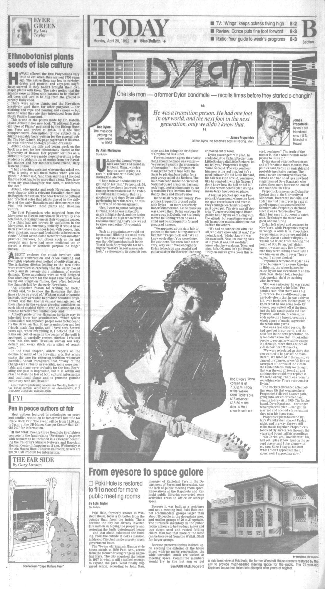 honolulu star usa magazine Bob Dylan front cover