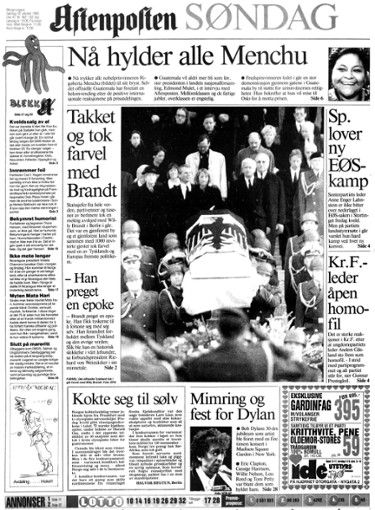 aftenposten Bob Dylan front cover
