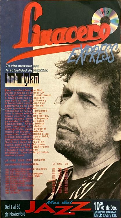 linacero express 1992 magazine Bob Dylan front cover