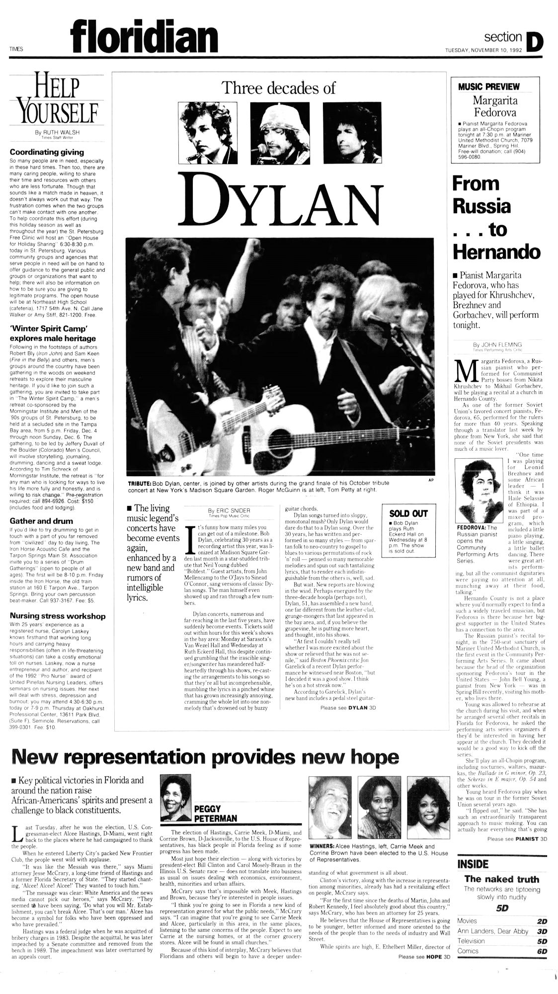 st petersburg times Bob Dylan front cover