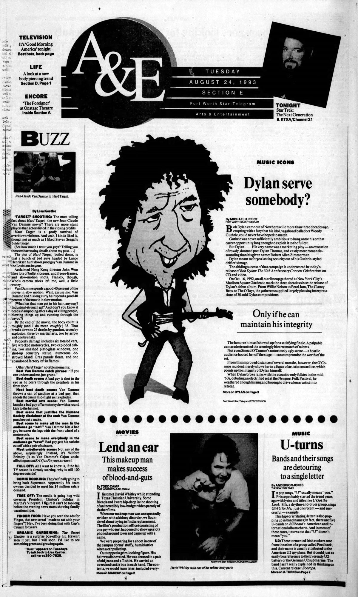 fort worth star-telegram news Bob Dylan front cover