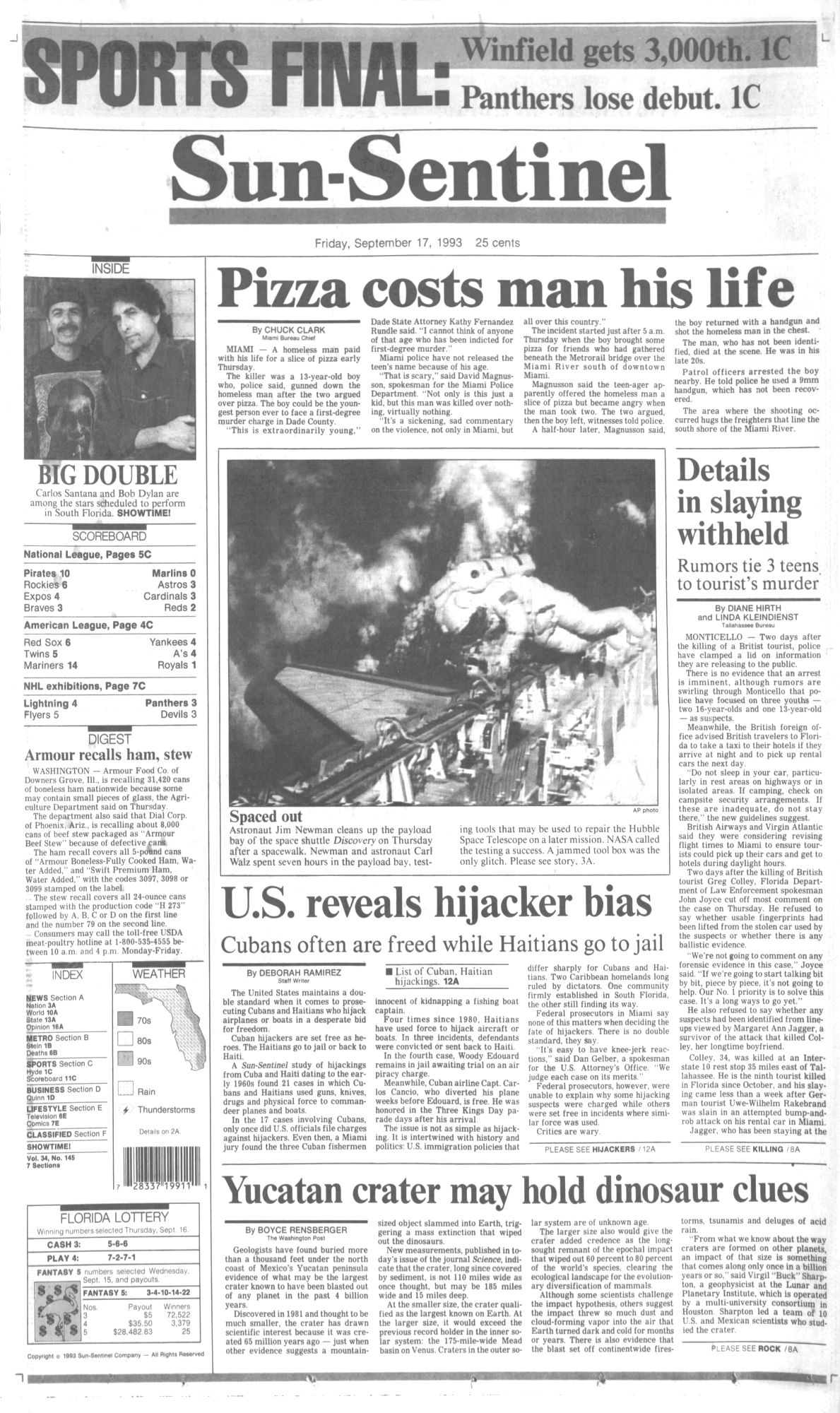 Sun Sentinel Bob Dylan front cover