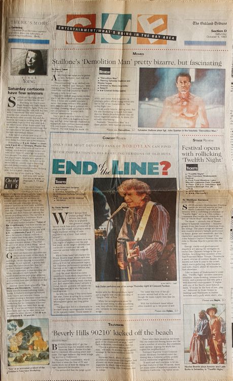 Oakland Tribune Bob Dylan front cover