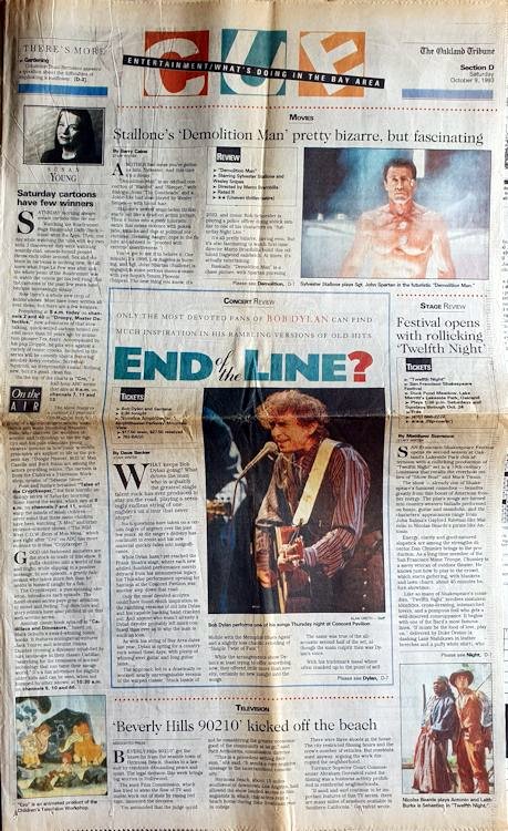 Oakland Tribune Bob Dylan front cover