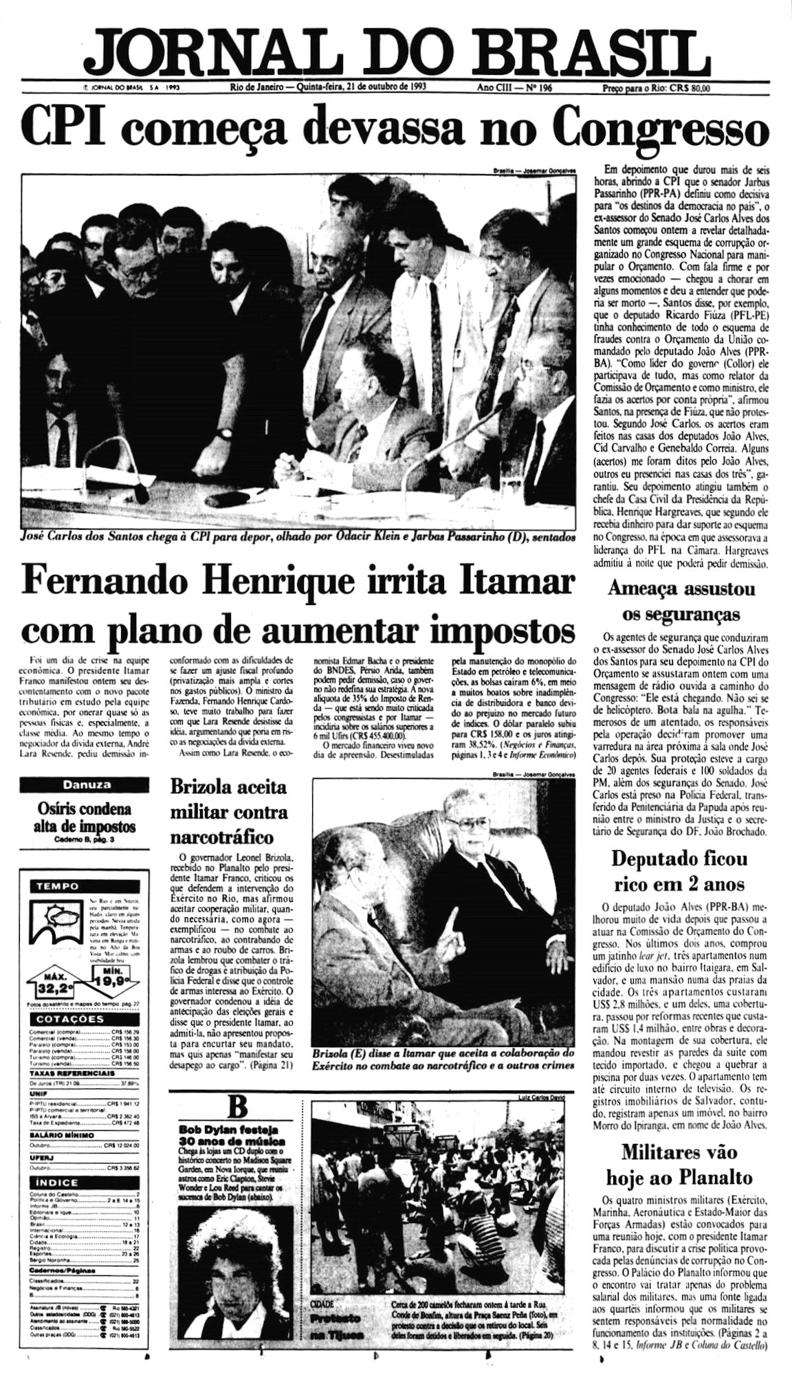 Jornal do Brazil Bob Dylan front cover