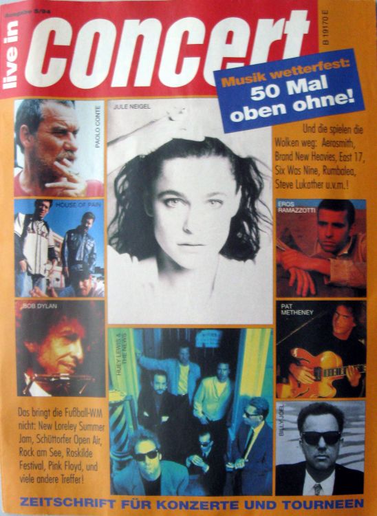 live in concert magazine 1994 Bob Dylan front cover