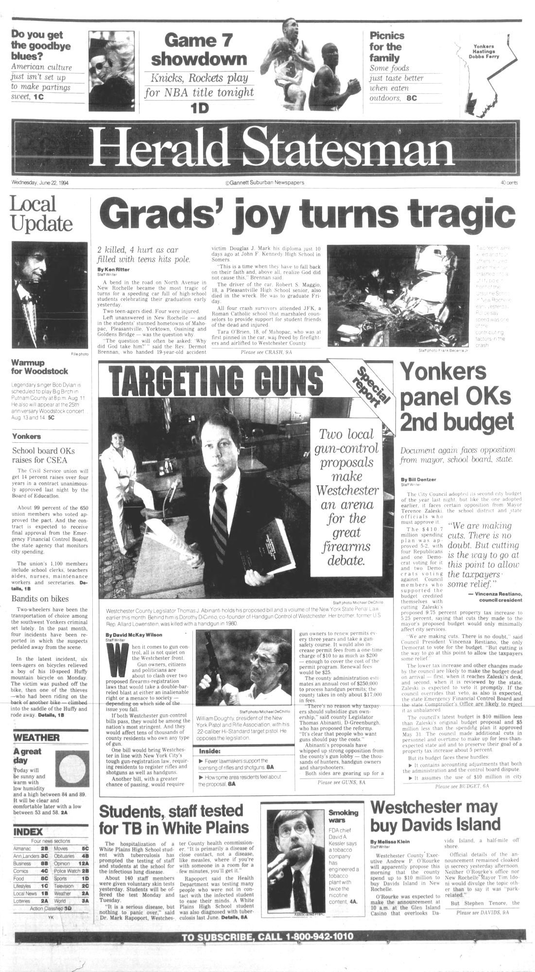 herald statesman, NY, Bob Dylan front cover