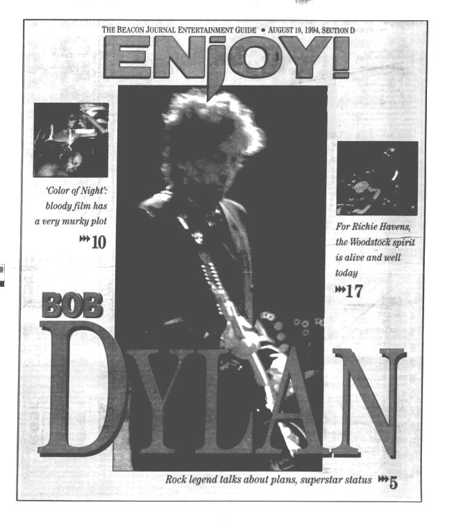 akron beacon journal Bob Dylan front cover