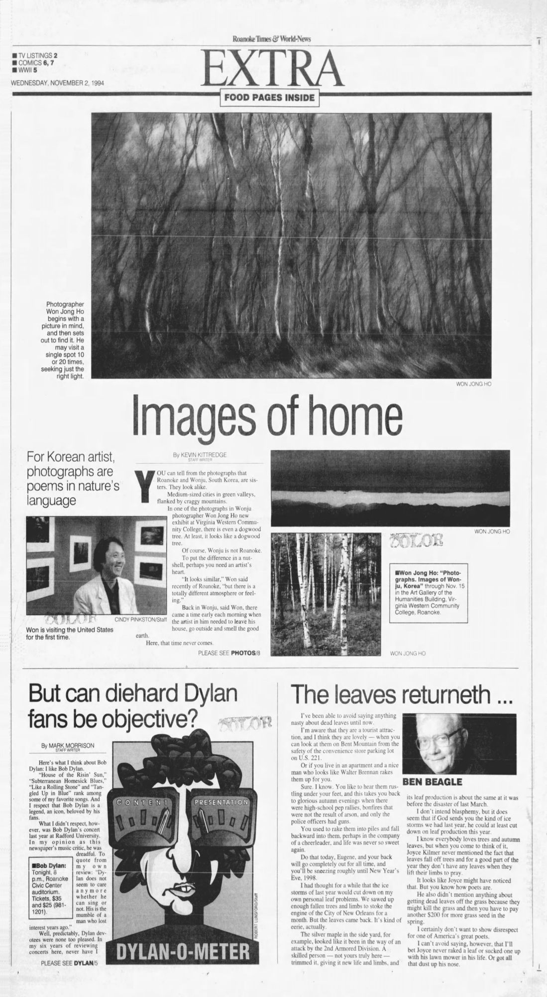 roanoke times Bob Dylan front cover