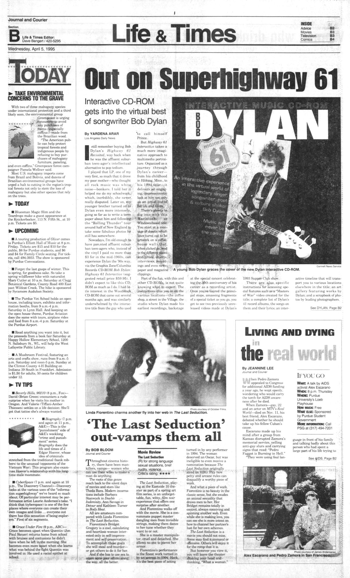 journal and courrier Bob Dylan front cover