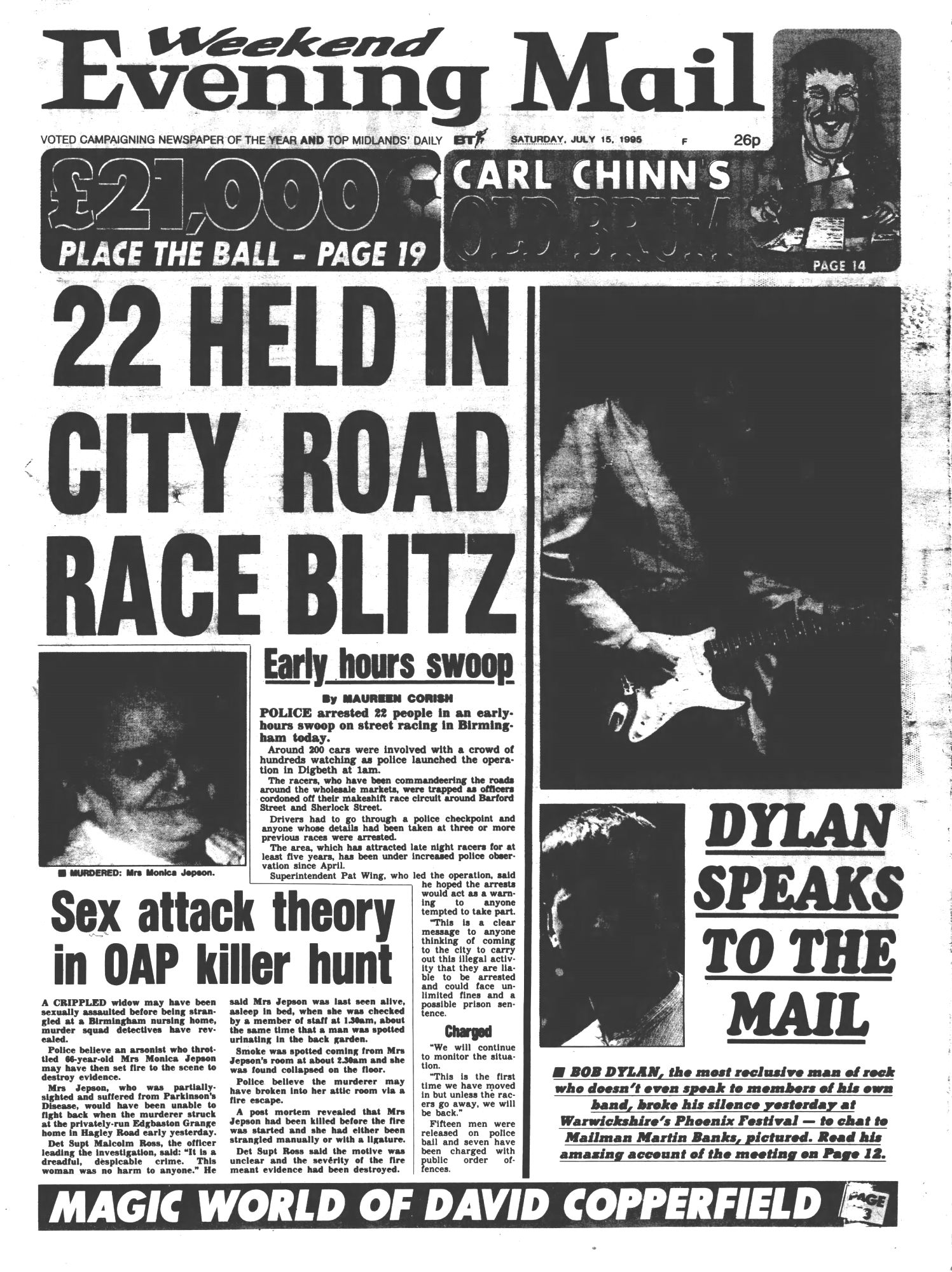 evening mail uk Bob Dylan front cover