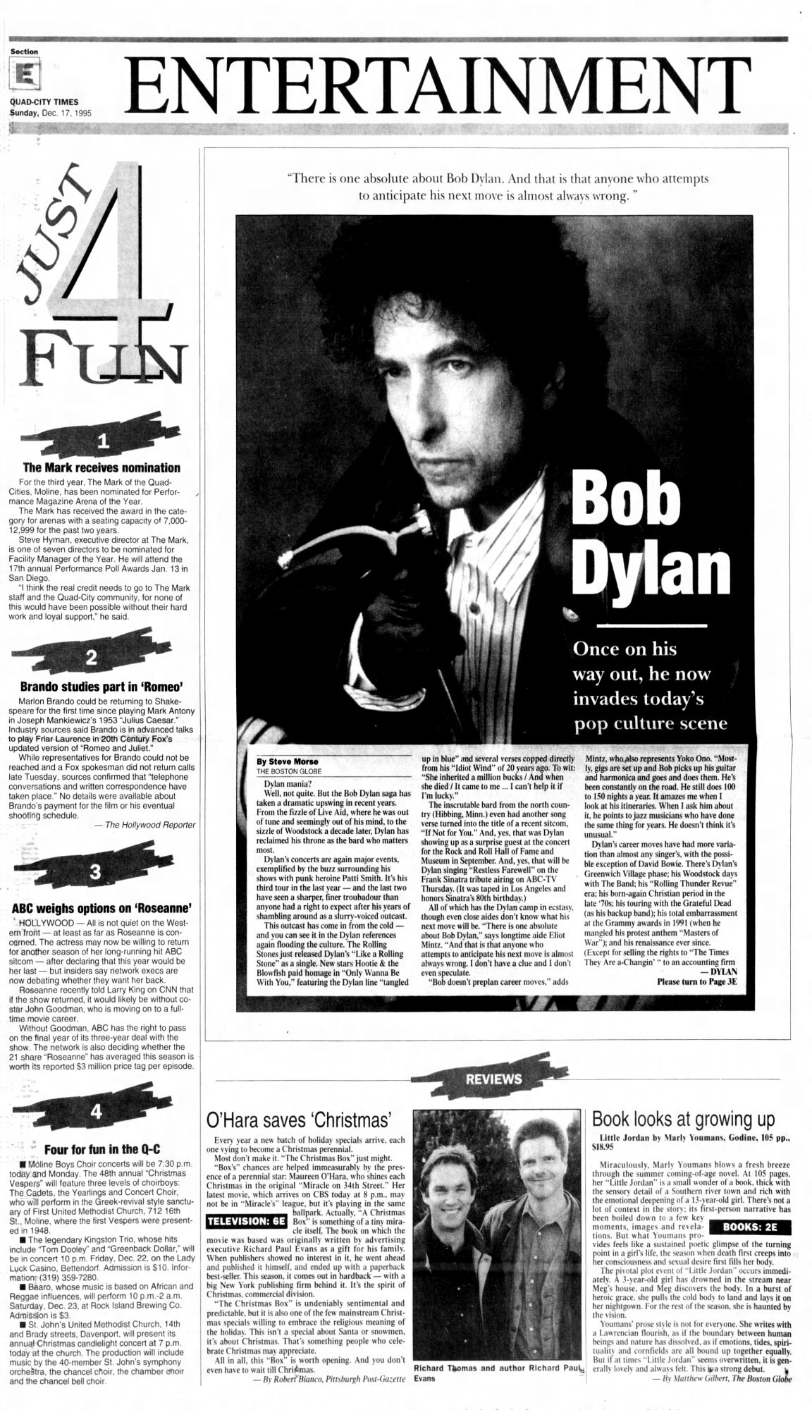 Quad-City Times Bob Dylan front cover