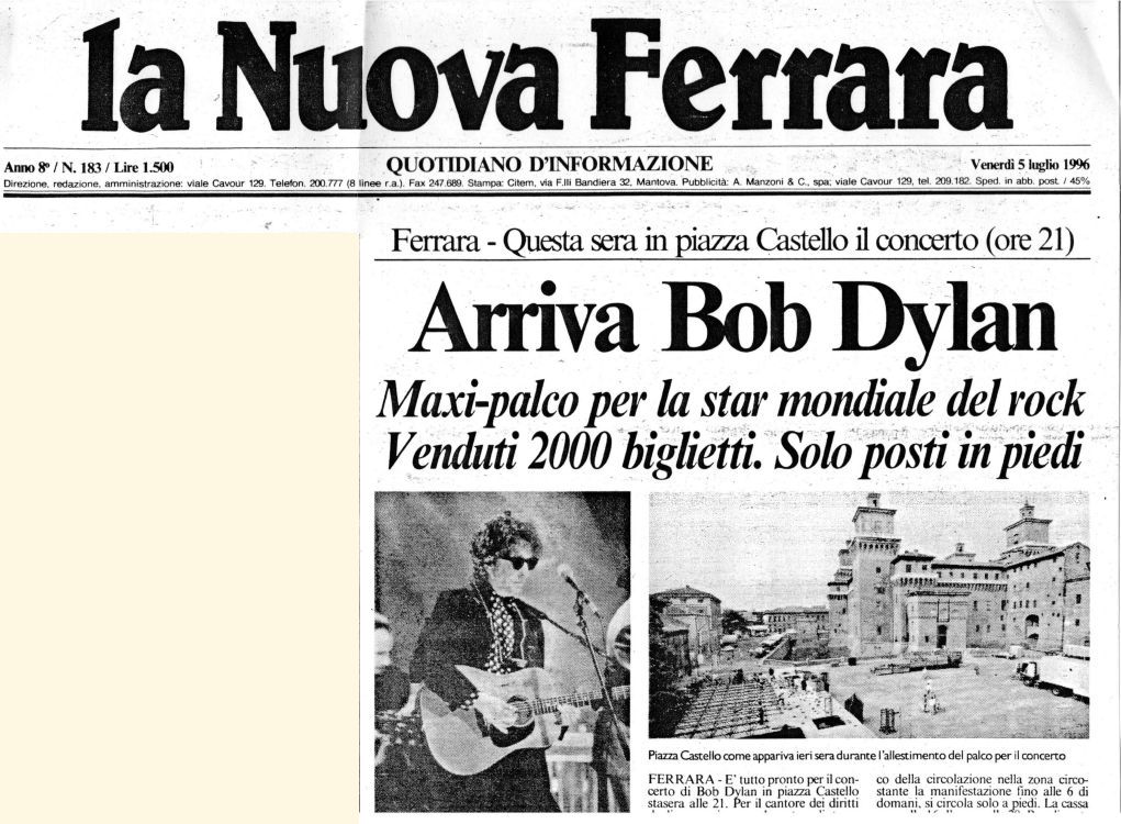 la nuova ferrara 6 june 1996 bob dylan