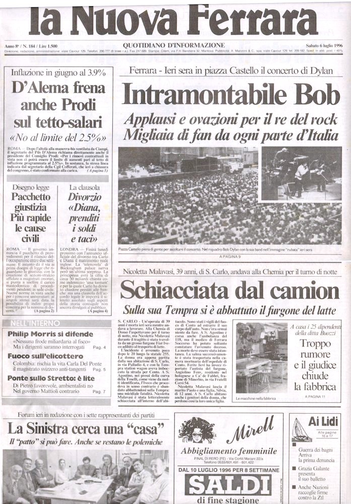 la nuova ferrara 6 june 1996 bob dylan