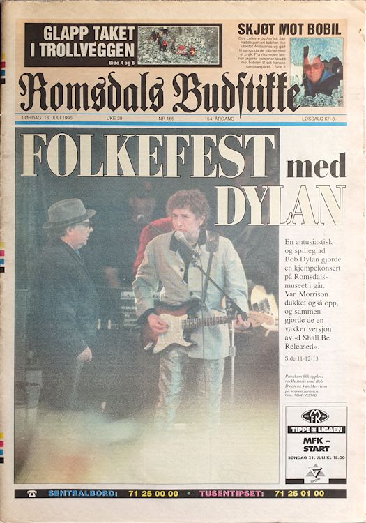 romsdalls budstikke 16 July 1996 magazine Bob Dylan front cover