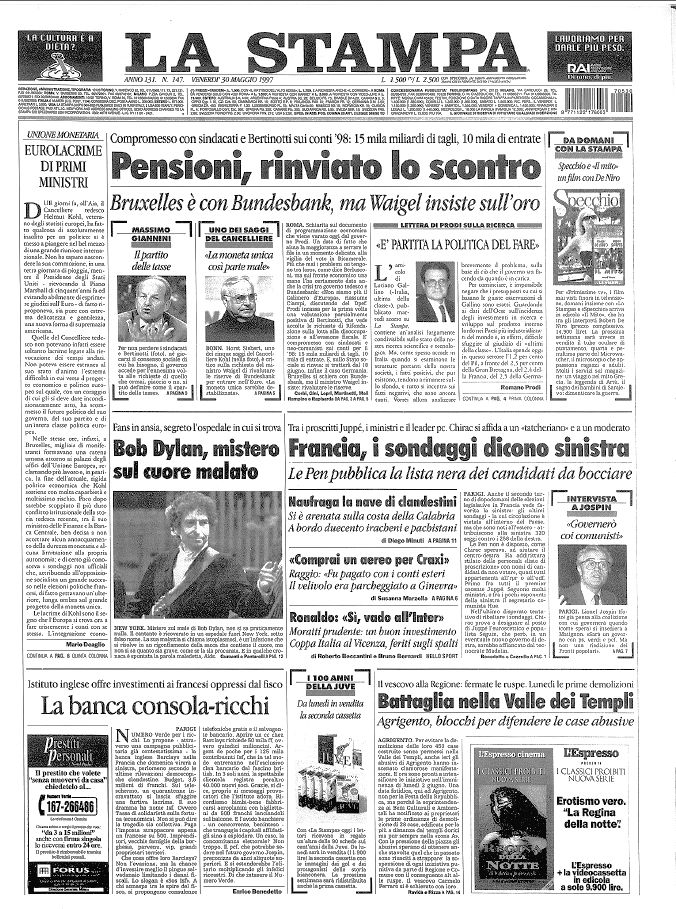 La stampa 1997 Bob Dylan front cover