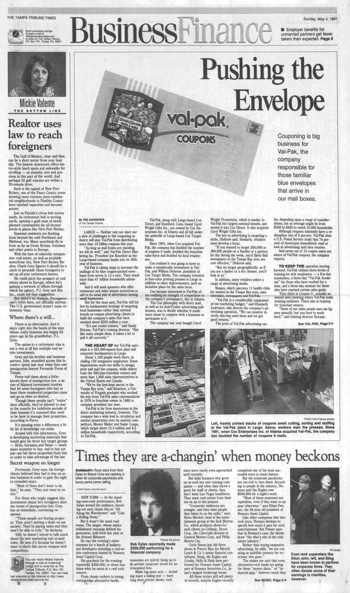 tampa tribune Dylan front cover