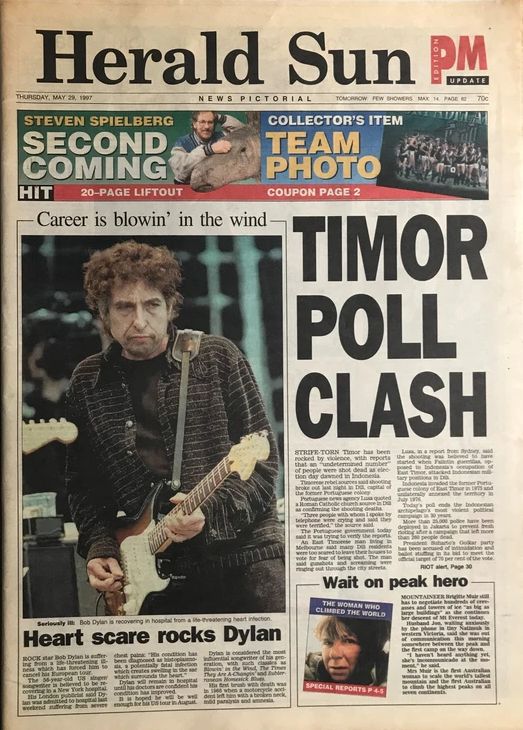 herald sun 1997 Bob Dylan front cover