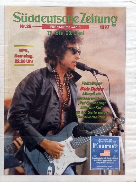 suddeutsche zeitung 25 June 1997 Bob Dylan front cover