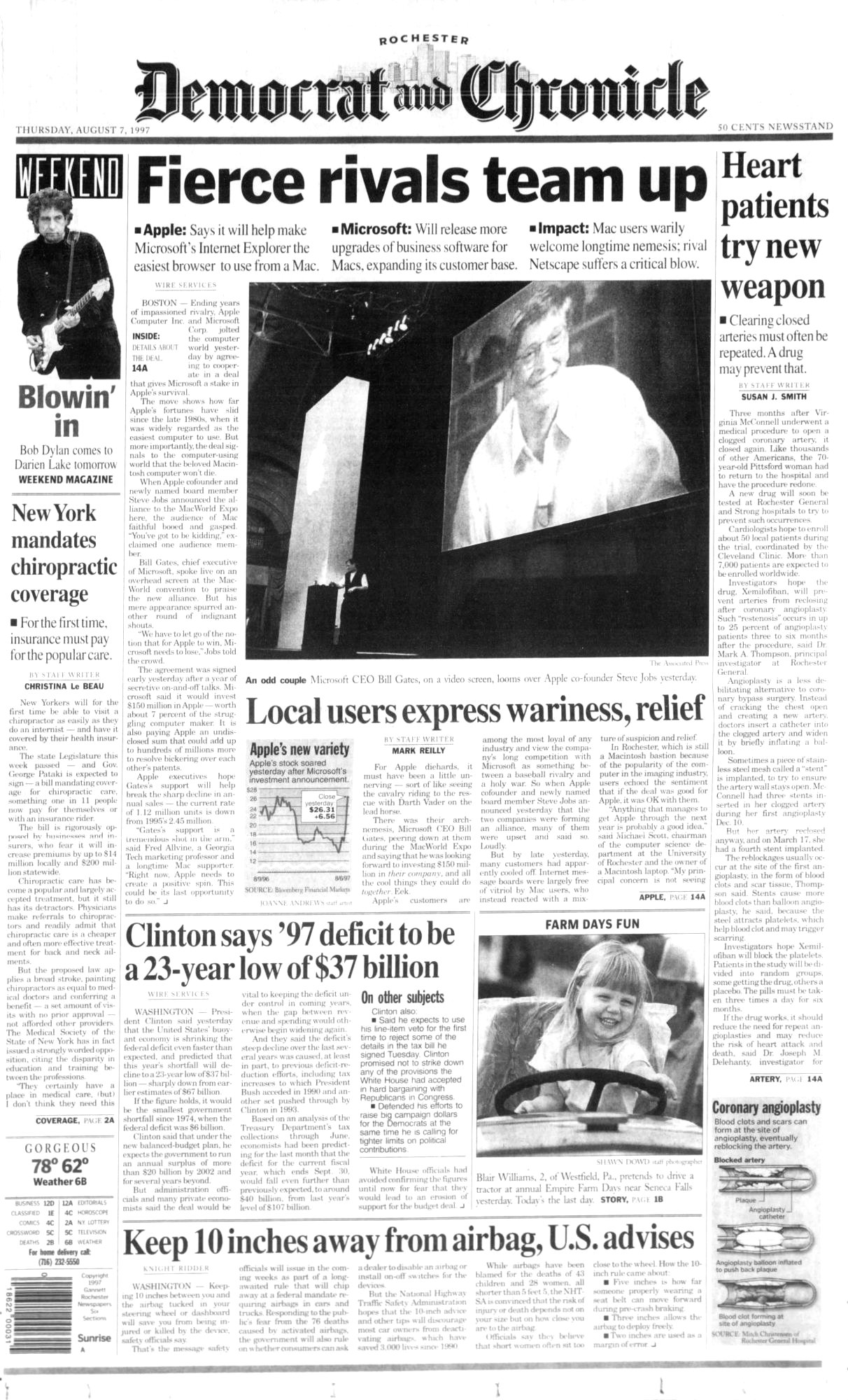 Democrat and Chronicle Bob Dylan front cover