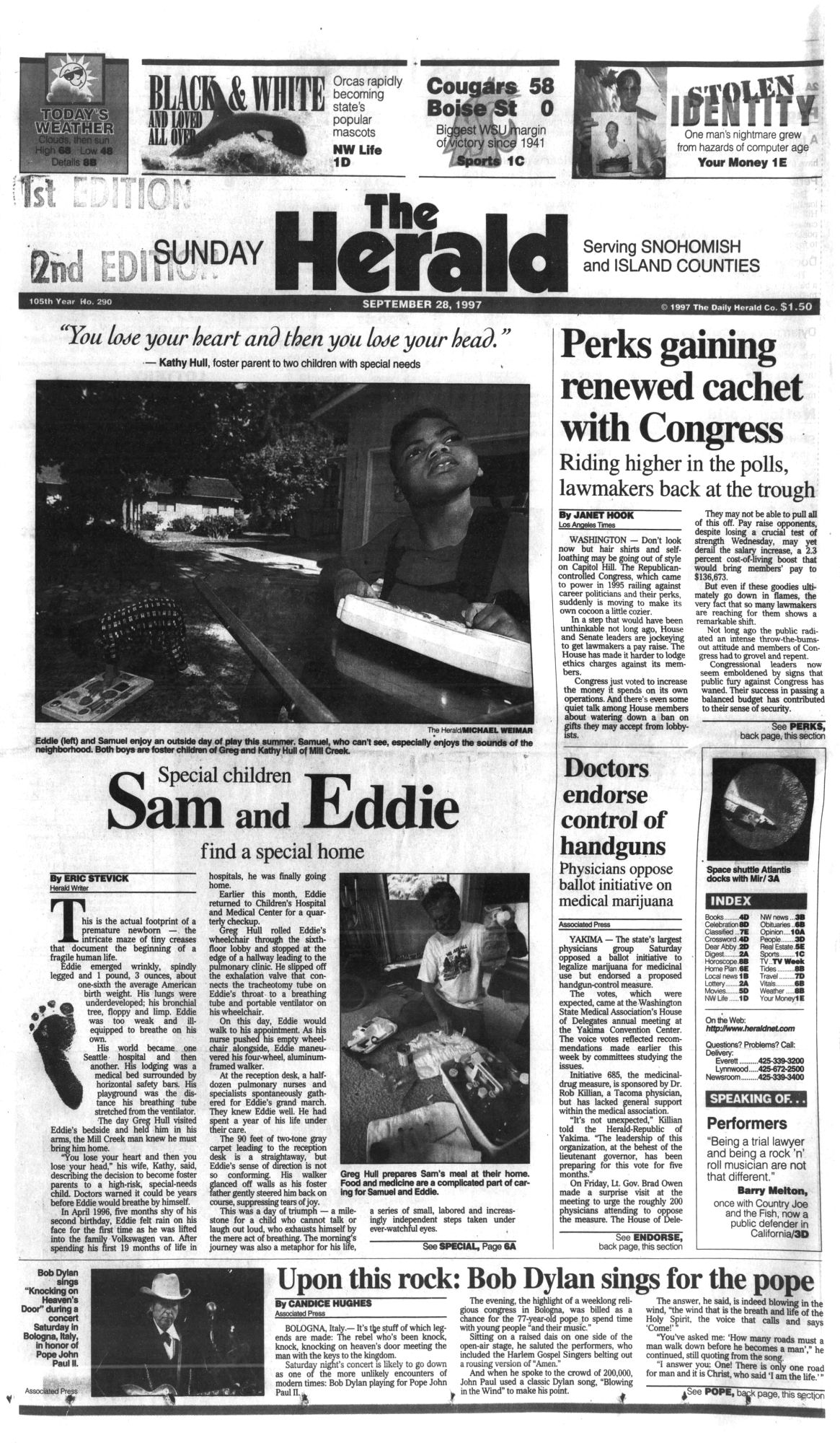 everett herald Bob Dylan front cover