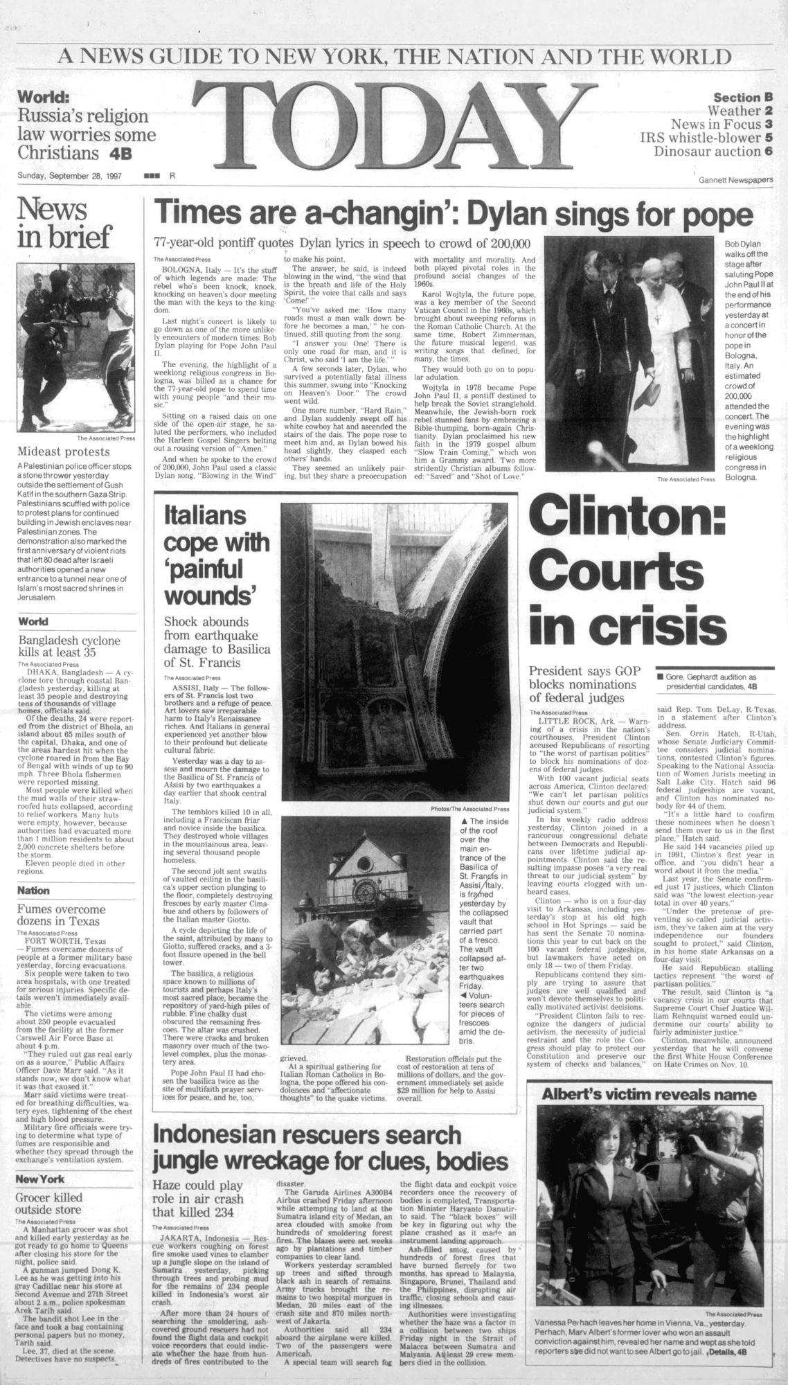 the daily times, NY Bob Dylan front cover