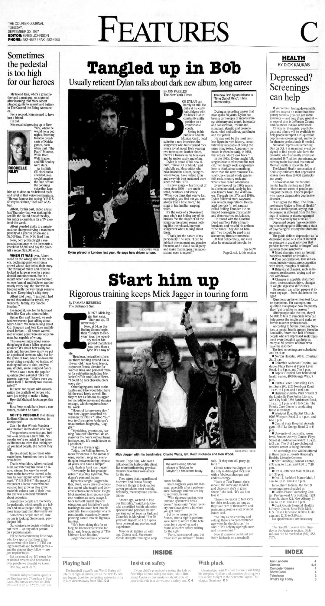 courier journal Bob Dylan front cover