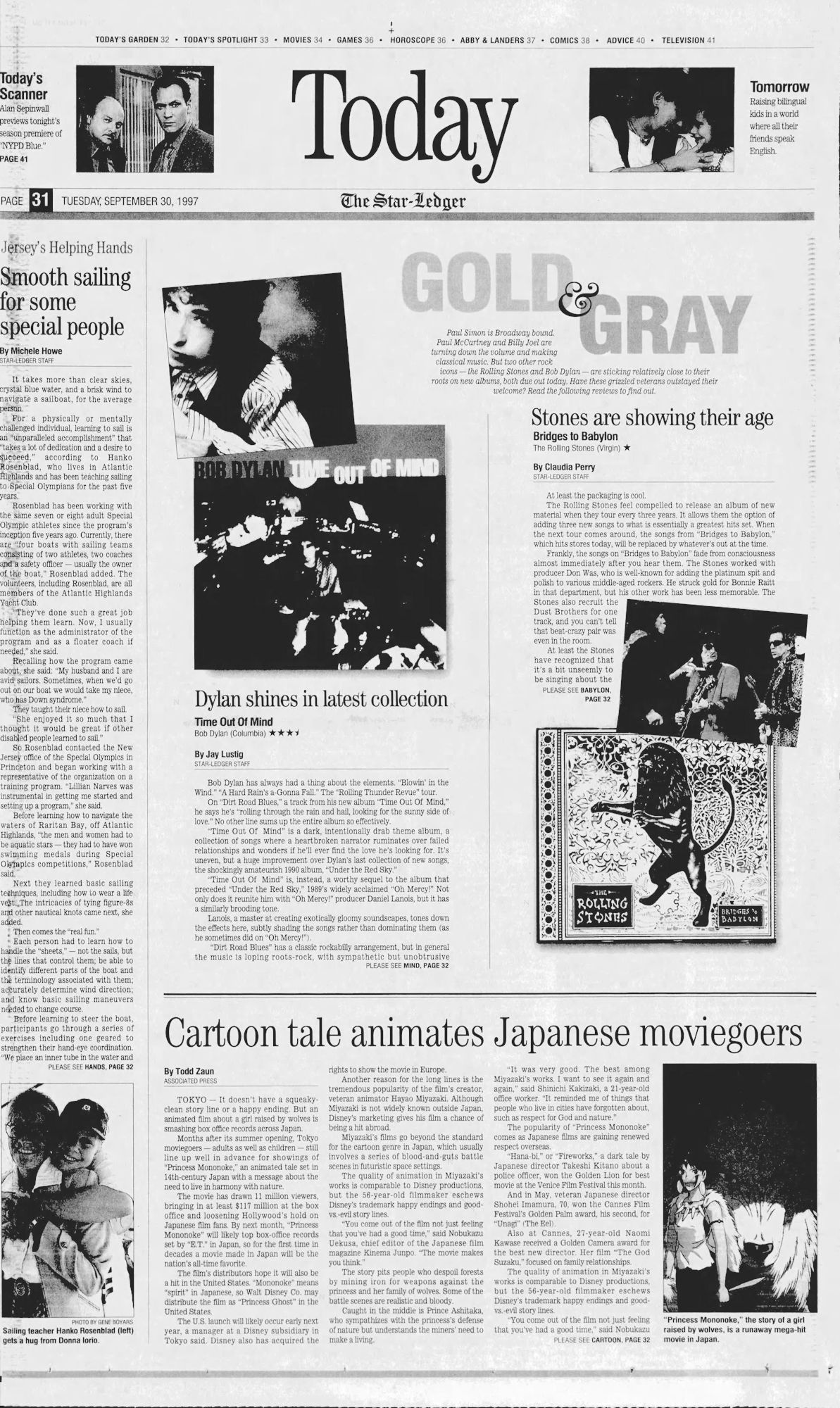 star-ledger Bob Dylan front cover