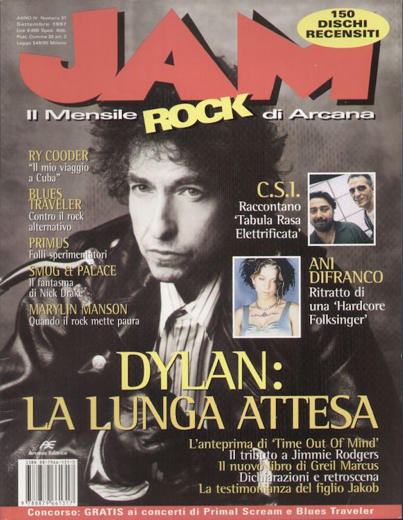 Jam magazine September 1997 magazine Bob Dylan front cover
