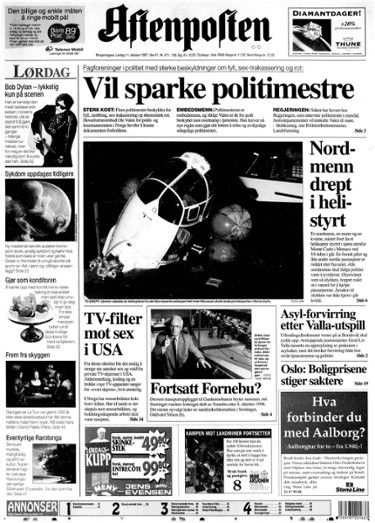 aftenposten Bob Dylan front cover