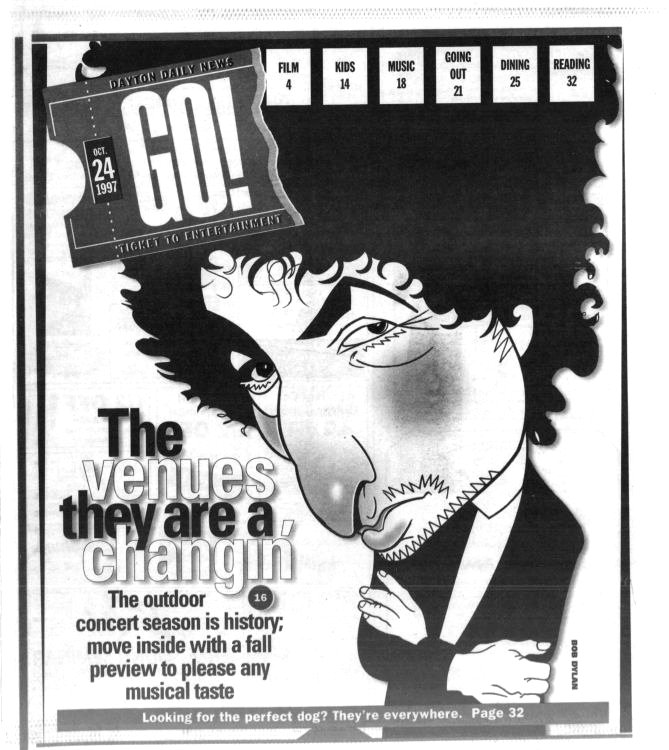 the Dayton Daily News Bob Dylan front cover