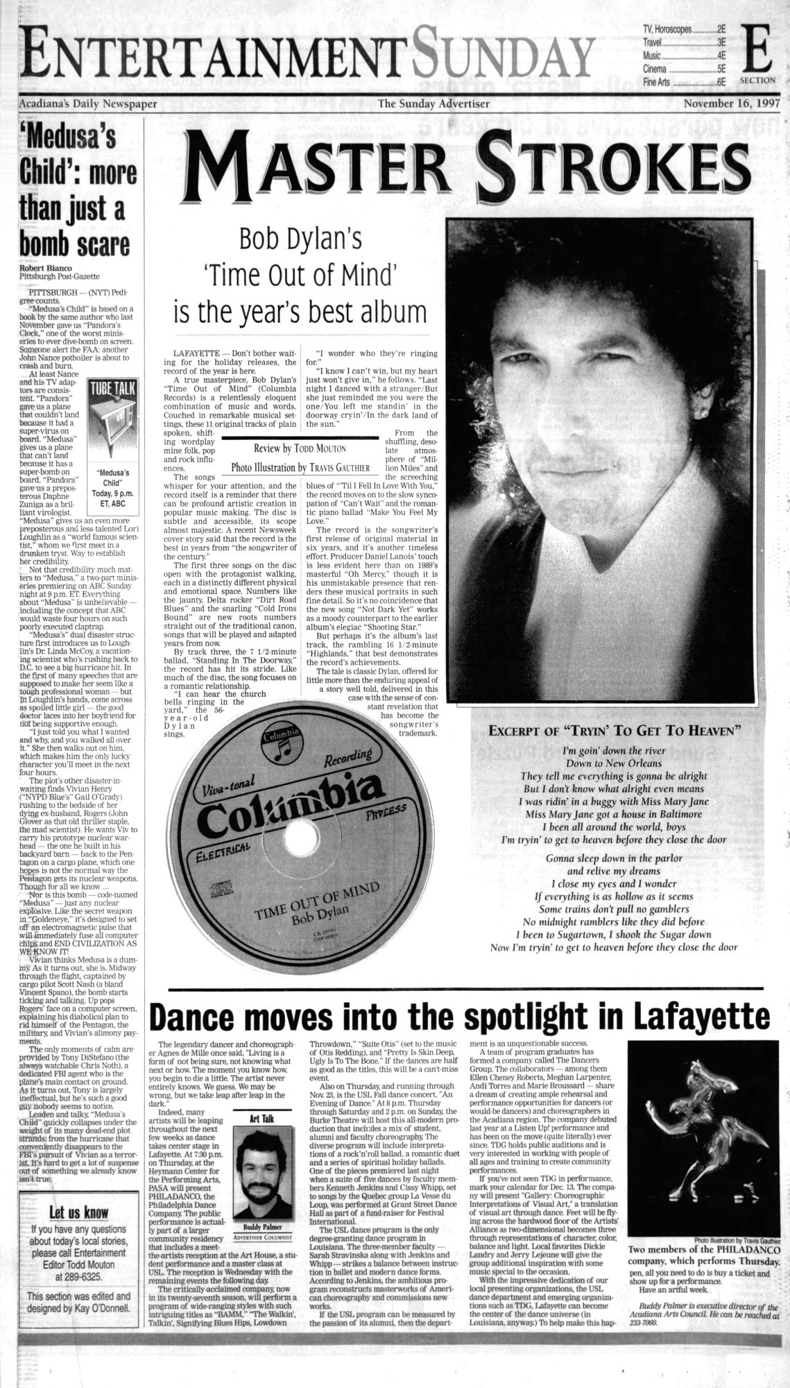 Daily advertiser Bob Dylan front cover