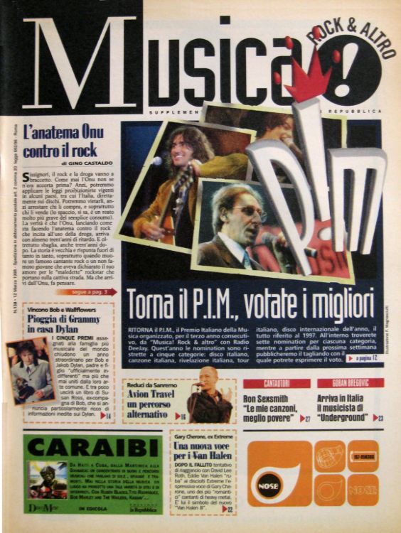 musica march 1998 Bob Dylan cover story