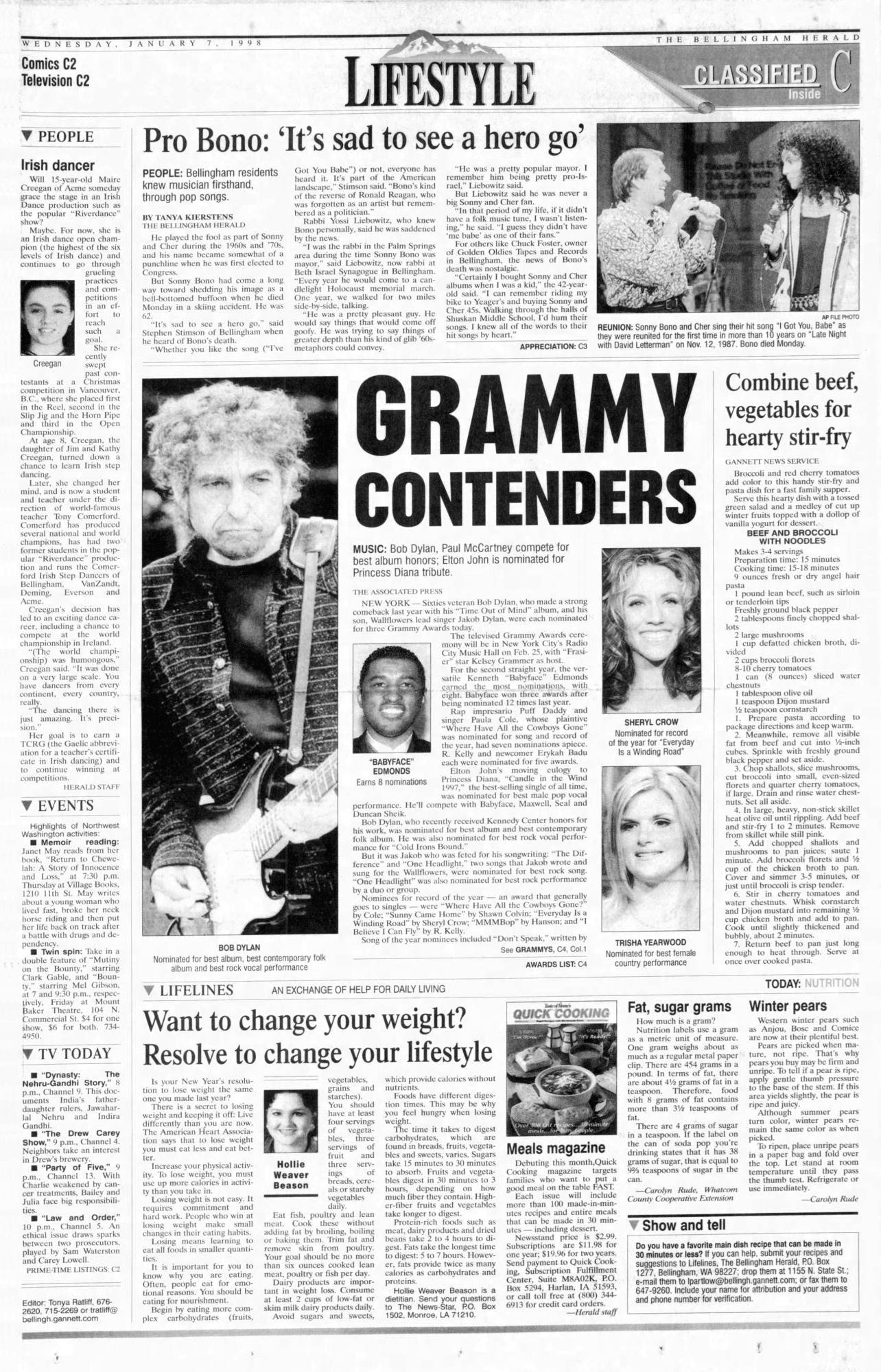Bellingham Herald Bob Dylan front cover