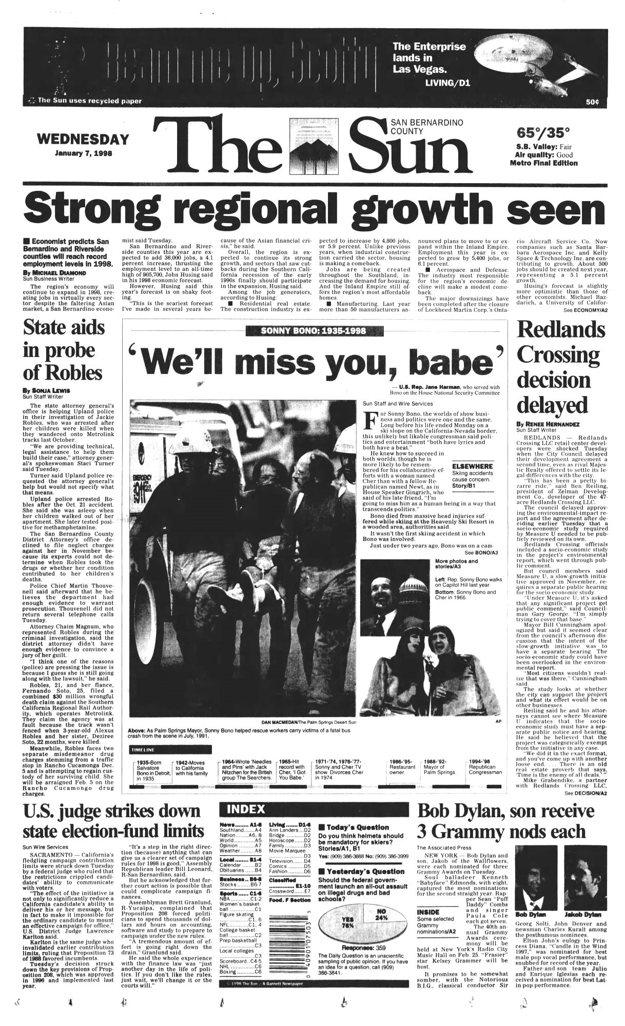 san bernardino sun Bob Dylan front cover
