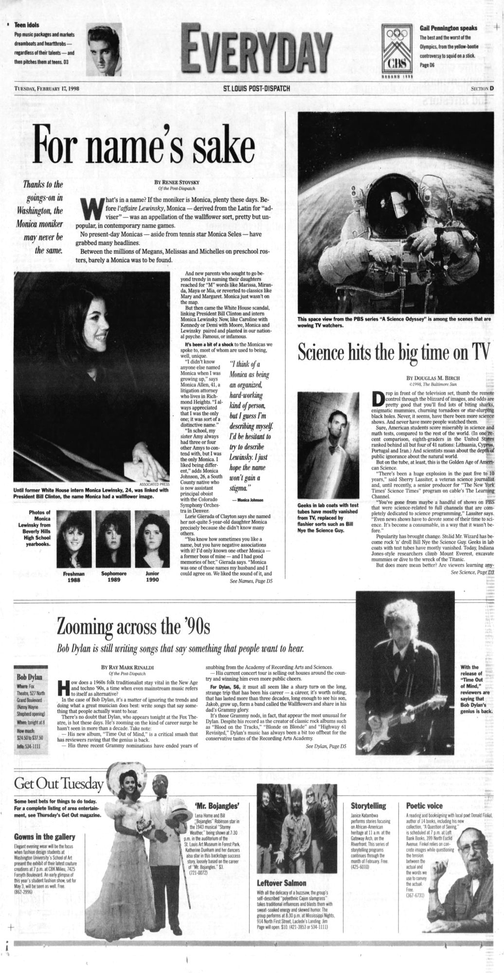 St Louis Post-Dispatch Bob Dylan front cover