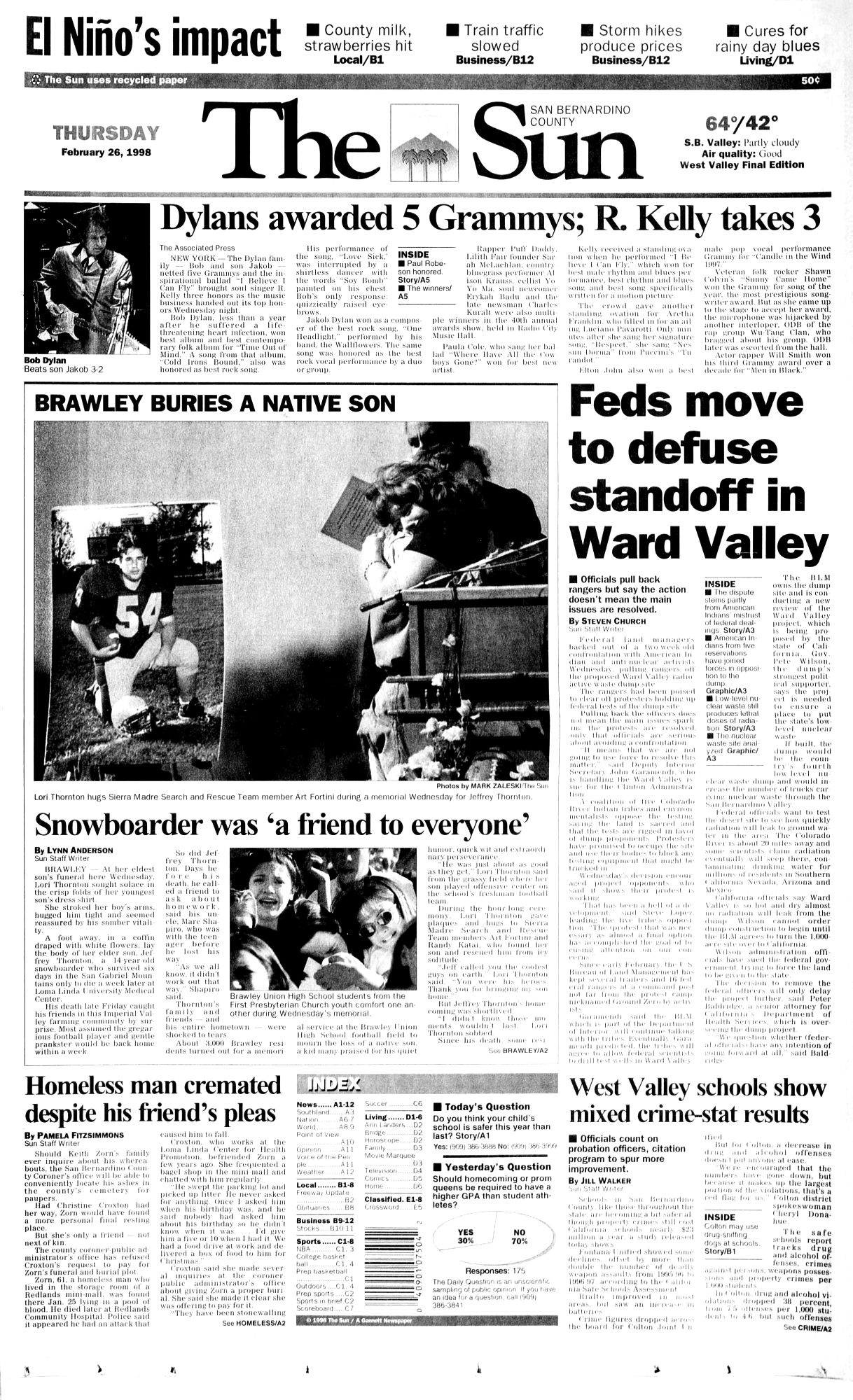 san bernardino sun Bob Dylan front cover